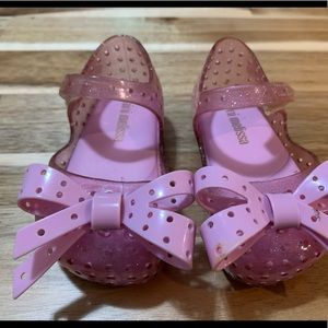 Mini Melissa Size5 Pink Bow Shoe Slipper Dress Shoes